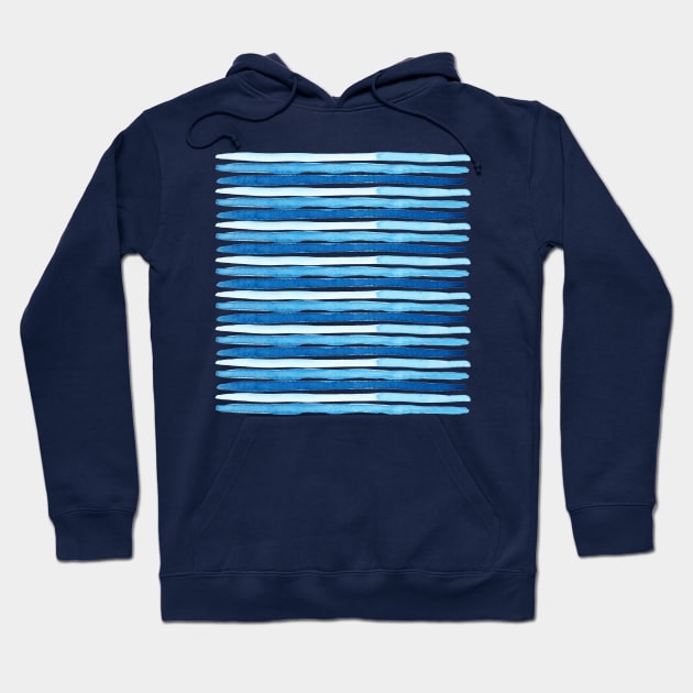 Abstract Blue Watercolor Stripes Hoodie by LThomasDesigns